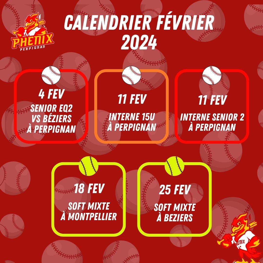 Calendrier Phénix Février 2024