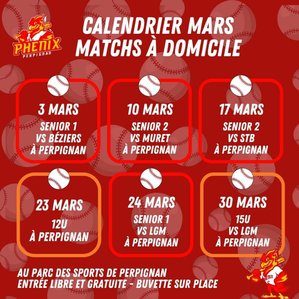 calendrier-phenix-baseball-mars-2024-a-domicile-perpignan